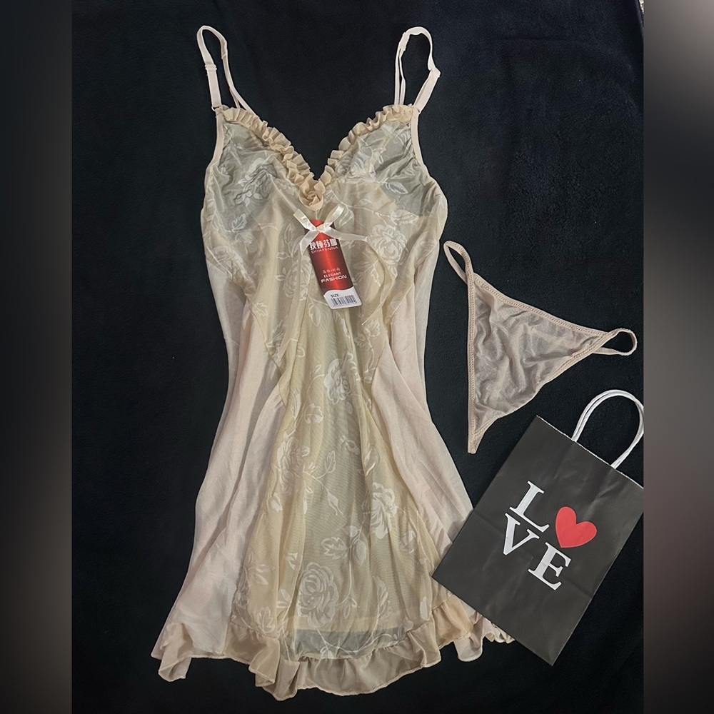 3 for $25 Floral Cream Lingerie Set